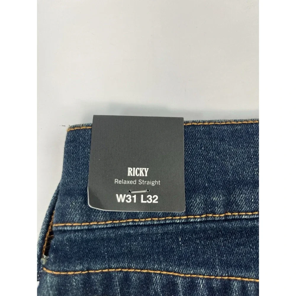 NEW True Religion Ricky Flap Relaxed Straight 103282 Jeans 31 X 32 Dark Wash